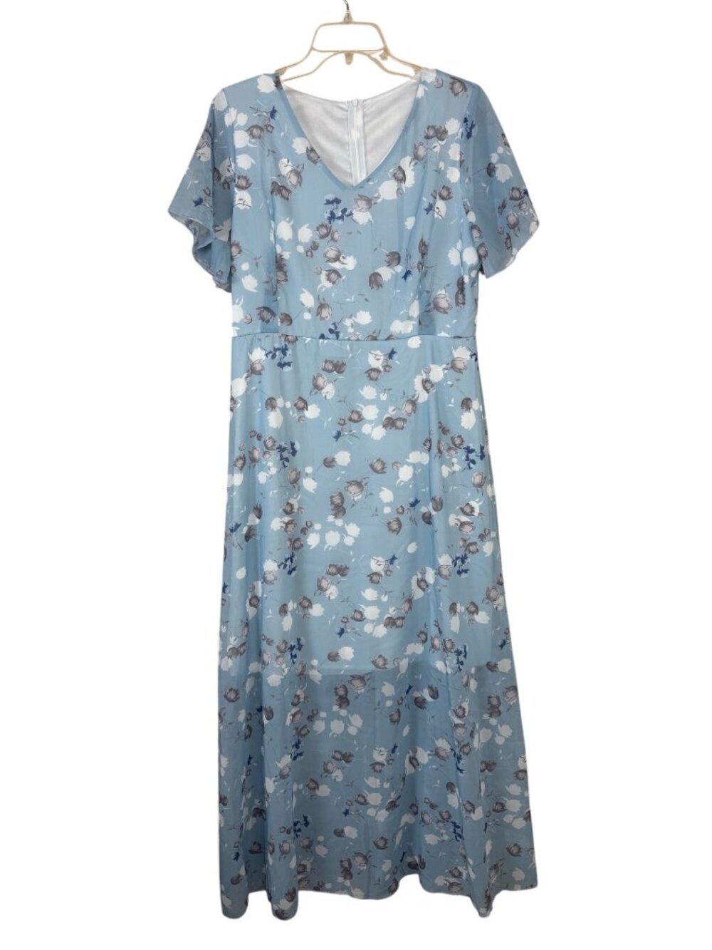 Light Blue Floral Maxi Dress NEW Size XXL Wedding Guest Spring Garden Party